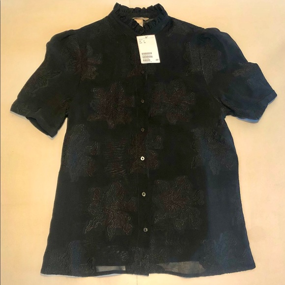 Elegant black short sleeve shirt. - Picture 2 of 5